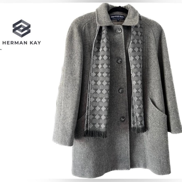 Herman Kay Jackets & Blazers - Vintage 80’s Herman Kay Grey Wool Pea Coat Size 6P